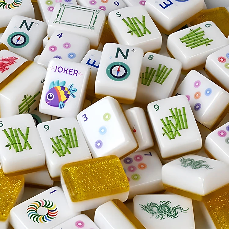 Golden Glitter Acrylic Mahjong Tiles