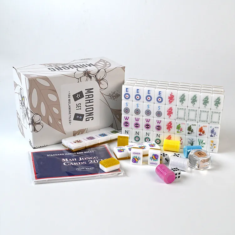 Minimal floral private-label mahjong set direction